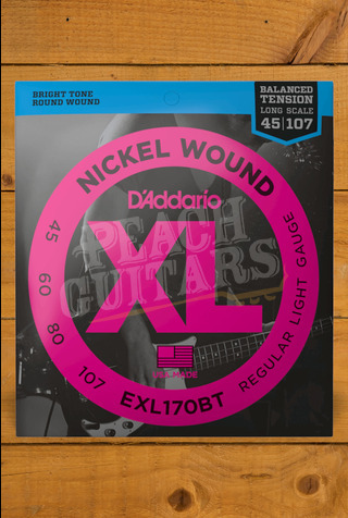D'Addario Bass Strings | Nickel Wound - Light - 45-107 - Long Scale - Balanced Tension