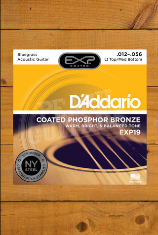 D'Addario Bluegrass Acoustic Strings | Coated Phosphor Bronze - Light Top/Medium Bottom - 12-56