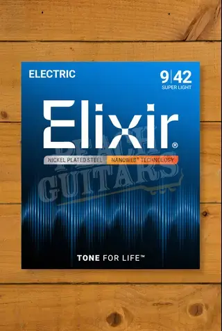Elixir Nanoweb Coated Nickel Plated Steel Electric Guitar Strings - 9-42