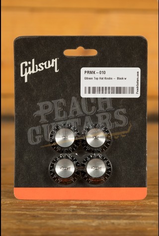 Gibson Top Hat Knobs - Black w/Silver insert (Pack of 4)