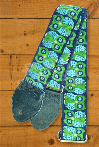 Souldier Classic Guitar Straps | Owls - Navy w/Emerald Backing