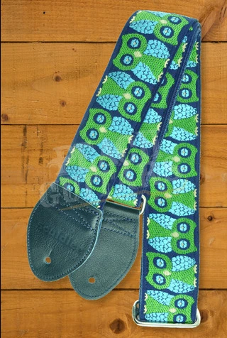 Souldier Classic Guitar Strap - Owls - Navy w/Emerald Backing