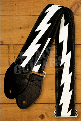 Souldier Classic Guitar Strap - Lightning Bolt - Silver/Black