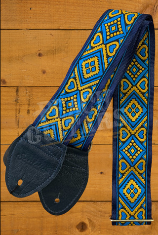 Souldier Classic Guitar Straps | Sage - Turquoise w/Navy Ends