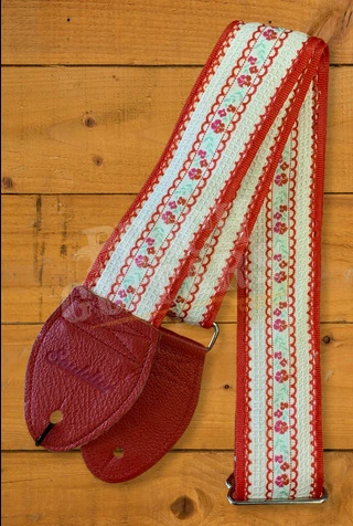 Souldier Classic Guitar Strap - Freesia - Red/Pink/White w/Red Ends