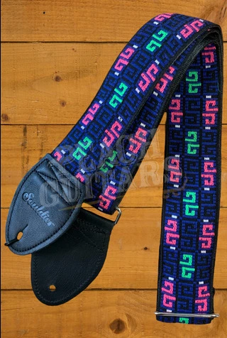 Souldier Classic Guitar Strap - Rosewell Squiggles - Navy On Black
