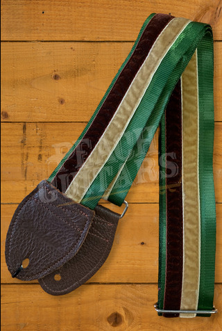 Souldier Limited Edition Guitar Straps | Double Offset Racing Stripe Seatbelt - Green