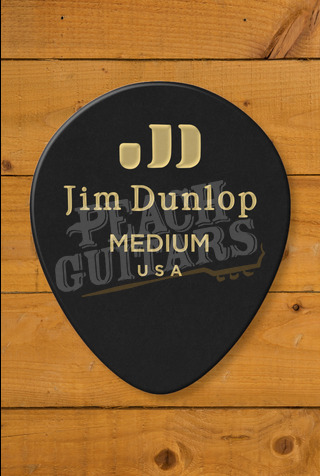 Dunlop 485-03MD | Celluloid Black Teardrop Pick - Medium - 12 Pack
