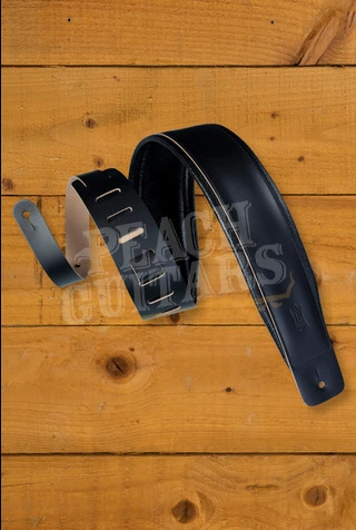 Levy's Larsen Leather Deluxe Series Guitar Strap - Black - 3"