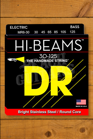 DR HI-BEAM - Stainless Steel Bass Strings | 6-String Medium 30-125