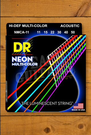 DR HI-DEF NEON MULTI-COLOUR - Coloured Acoustic Guitar Strings | Custom Light 11-50
