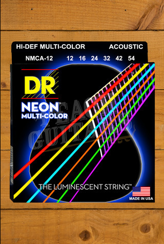 DR HI-DEF NEON MULTI-COLOUR - Coloured Acoustic Guitar Strings | Light 12-54