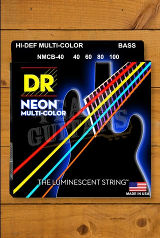 DR Hi-Def Neon Coated Nickel Plated Steel Coloured Bass Strings - Long Scale 40-100