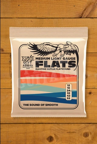 Ernie Ball Stainless Steel Flat Wound Electric Guitar Strings - 12-52