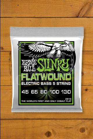Ernie Ball Bass Strings | 5-String Cobalt Flatwound Regular Slinky 45-130