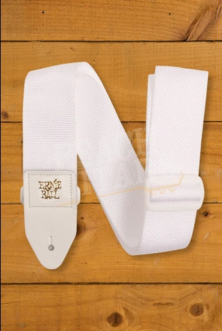 Ernie Ball Polypro Guitar Strap - White with White Ends