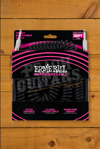 Ernie Ball Accessories | Instrument Cable - Black Coiled 30ft