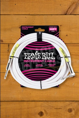 Ernie Ball 6m Angled Classic Instrument Cable - White