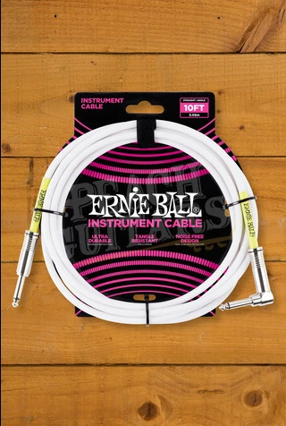Ernie Ball 3m Angled Classic Instrument Cable - White