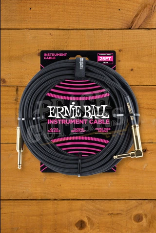 Ernie Ball 7.5m Angled Braided Instrument Cable - Black