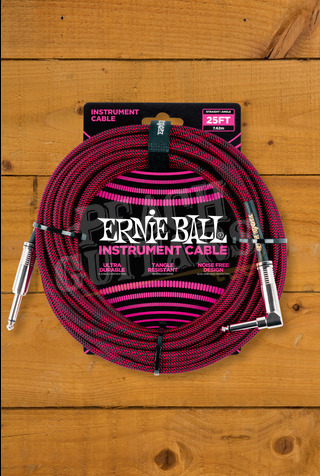 Ernie Ball Accessories | Instrument Cable - Braided Black/Red 25ft