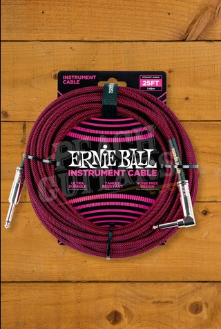 Ernie Ball 7.5m Angled Braided Instrument Cable - Red