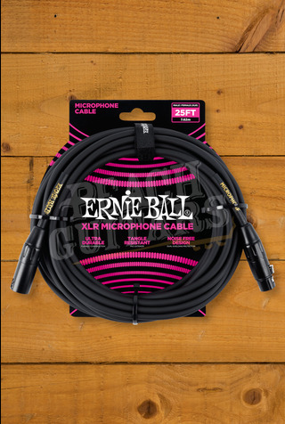 Ernie Ball 7.5m PVC XLR Microphone Cable - Black