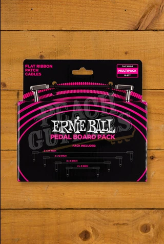 Ernie Ball Angled Flat Ribbon Patch Cable 10-Pack - Black