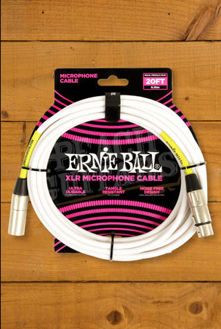 Ernie Ball 6m PVC XLR Microphone Cable - White