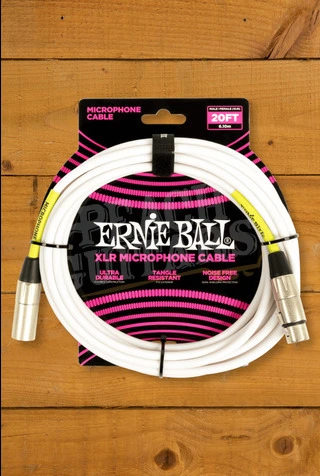 Ernie Ball 6m PVC XLR Microphone Cable - White