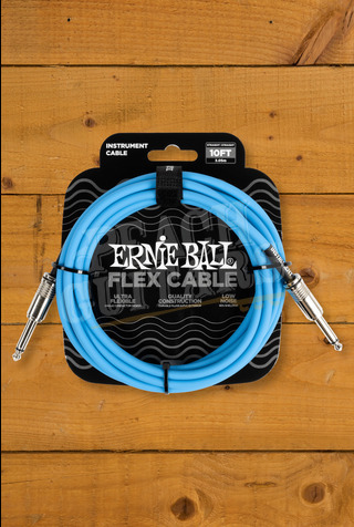 Ernie Ball Flex Instrument Cable | 1/4" - 1/4" - 10' - Blue