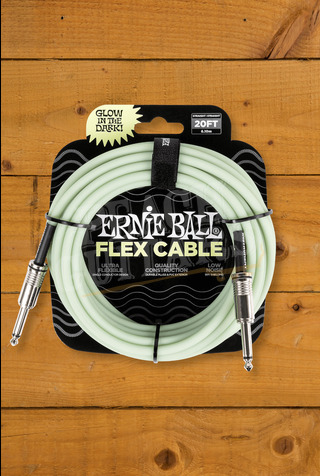 Ernie Ball Flex Instrument Cable | 1/4" - 1/4" - 20' - Glow In The Dark
