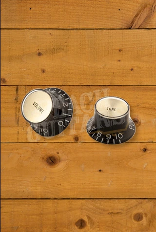 Gibson Top Hat Knobs - 4-Pack - Black w/Gold Inserts