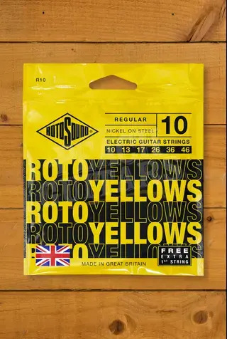 Rotosound R10 Roto Yellows - Nickel Electric Guitar Strings - Regular - 10-46