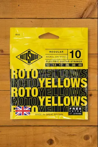 Rotosound R10 Roto Yellows - Nickel Electric Guitar Strings - Regular - 10-46
