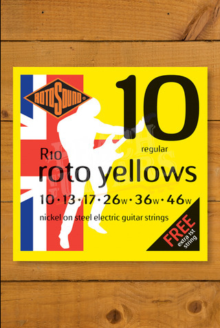 Rotosound R10 | Roto Yellows - Nickel Electric Guitar Strings - Regular - 10-46w