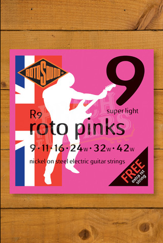 Rotosound R9 | Roto Pinks - Nickel Electric Guitar Strings - Super Light - 9-42w