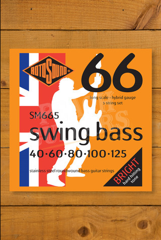 Rotosound SM665 | Swing Bass 66 - Stainless Steel - Long Scale - 5-String - 40-125