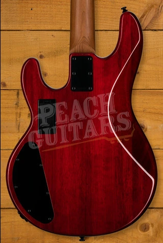 Sterling RAY34HHSM StingRay HH Bass - Spalted Blood Orange Burst