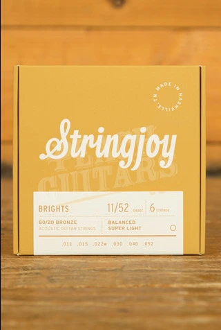 Stringjoy Brights 80/20 Bronze Acoustic Guitar Strings - Super Light 11-52
