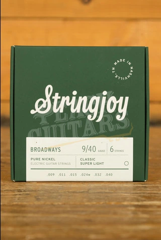 Stringjoy Broadways Pure Nickel Electric Guitar Strings - Classic Super Light 9-40