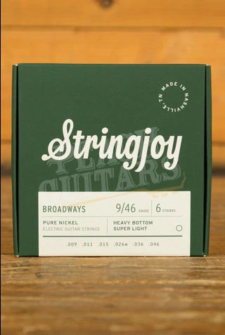 Stringjoy Broadways Pure Nickel Electric Guitar Strings - Heavy Bottom Super Light 9-46