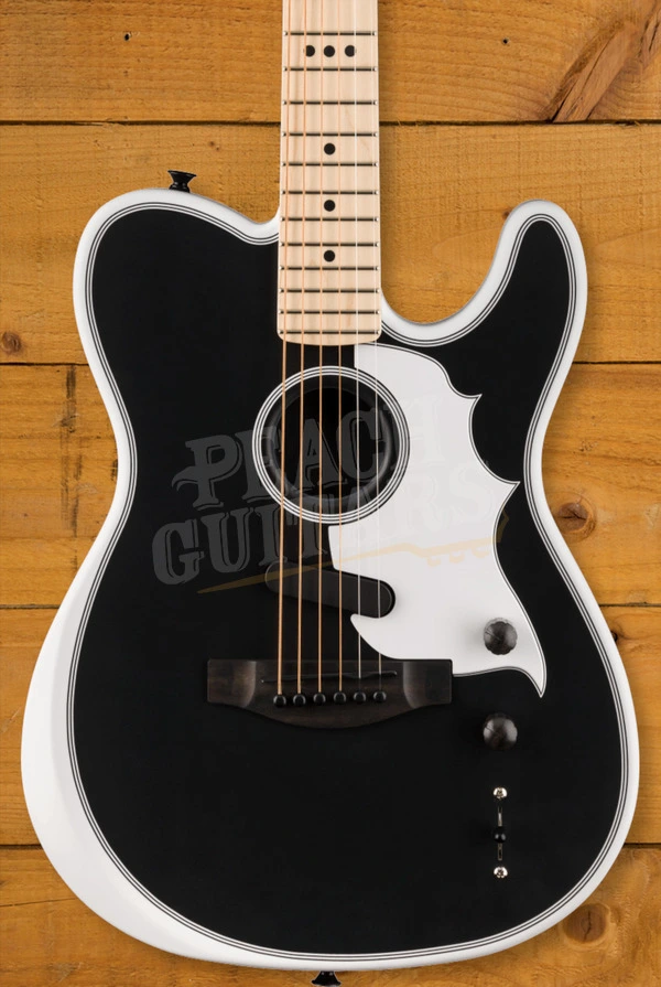 Fender Jack White Triplesonic Acoustasonic Telecaster - Maple - Satin Arctic White w/ Black Top