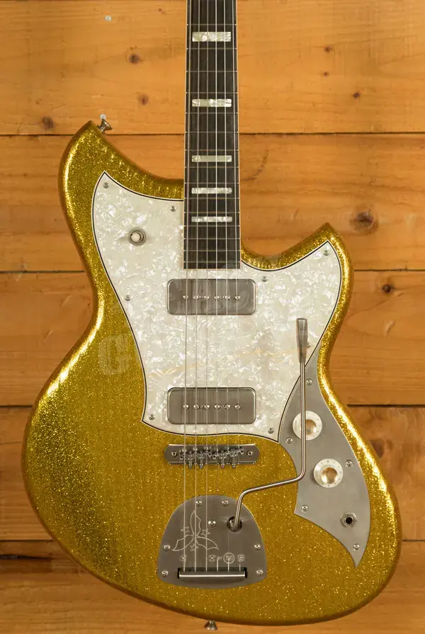 Novo Custom Series Serus J | Your Gold Dress Sparkle - Aged Pearloid Pickguard