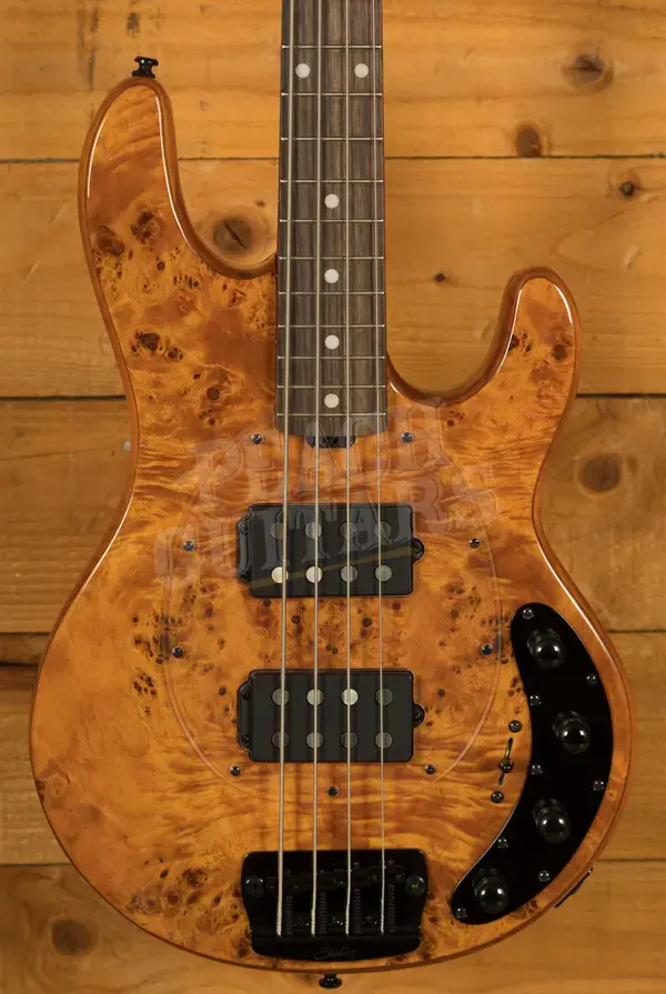 Sterling RAY34HHPB StingRay HH Bass - Burled Amber