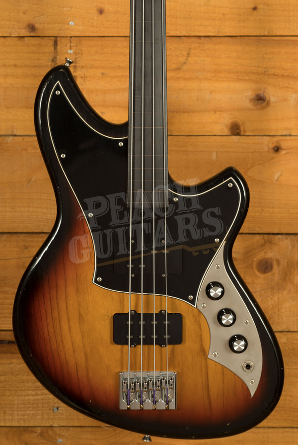 Novo Custom Series Ivorus Fretless Bass | 3 Tone Burst