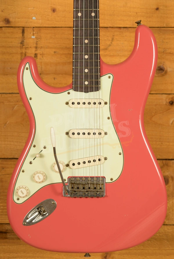 Fender Custom Shop 61 Strat Left-Handed - Journeyman Relic Faded Fiesta Red