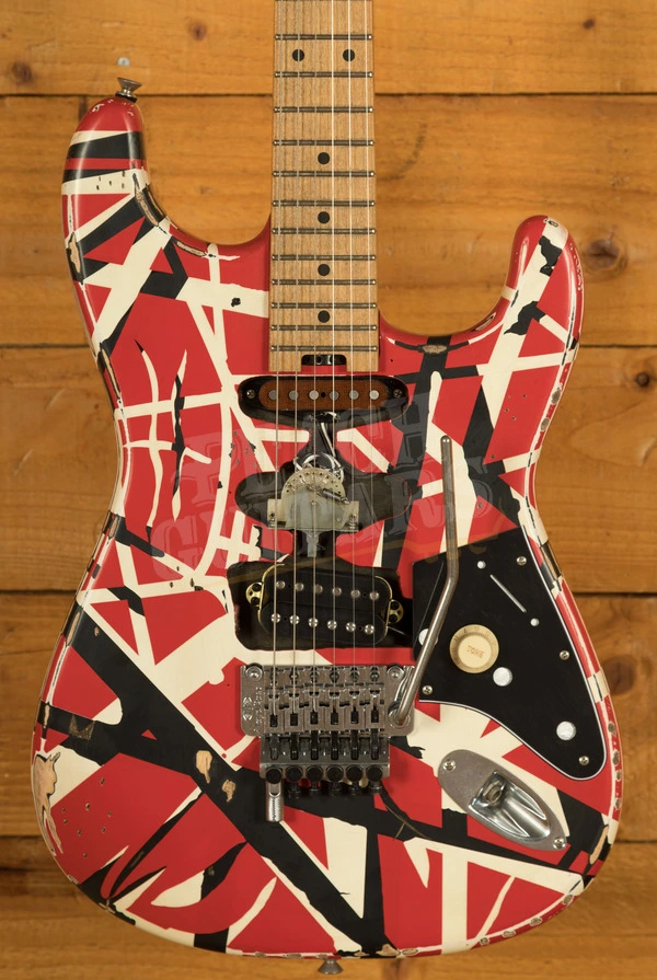 EVH Striped Series Frankenstein Frankie | Red w/Black Stripes Relic