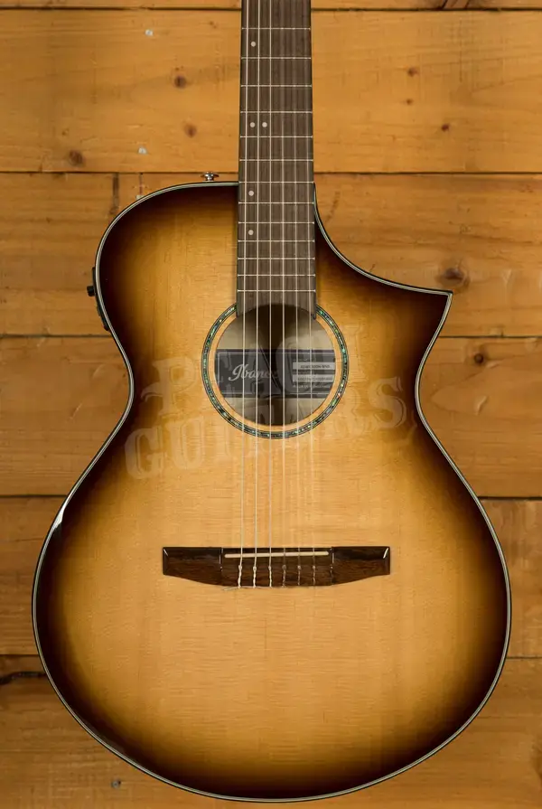Ibanez AEWC300N AEW Series Electro-Nylon - Natural Browned Burst High Gloss