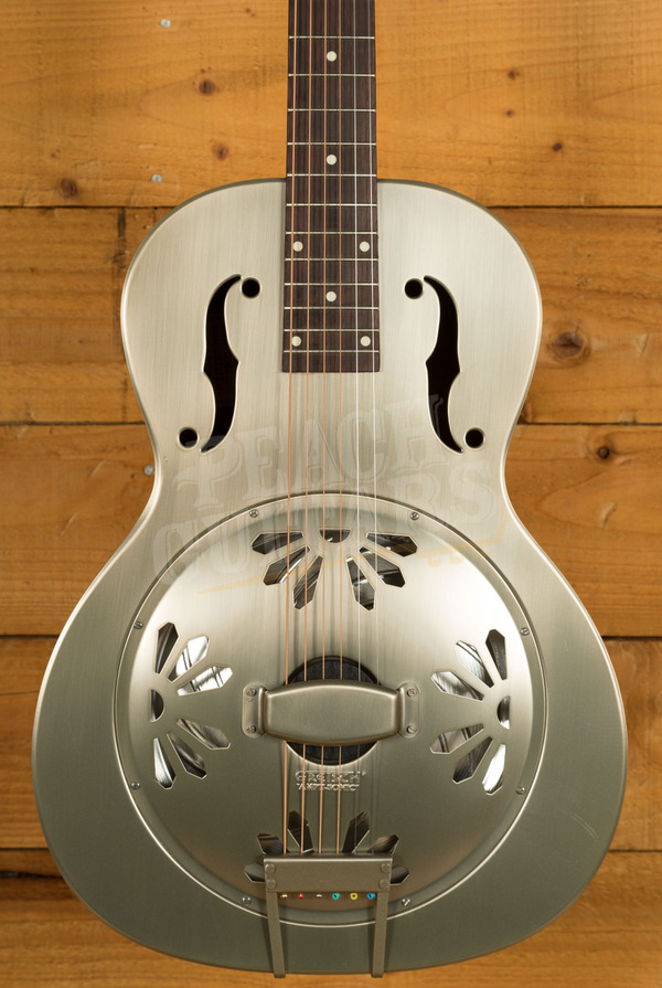 Gretsch G9201 Honey Dipper Round-Neck Brass Body Biscuit Cone Resonator Weathered "Pump House Roof"